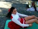 Rutgers Cheerleader Attempting Situp Record